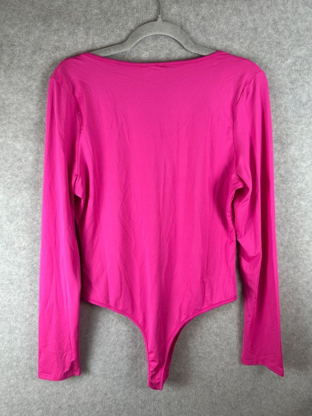 NEW Daisy Fuchsia Pink Women's Plus 1X Long Sleeve Scoop Neck Bodysuit - Picture 5 of 5